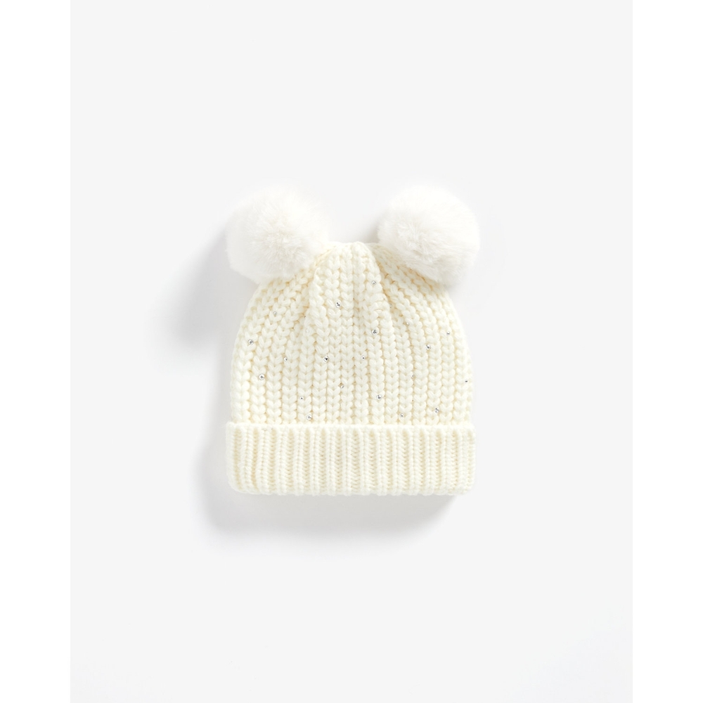 

Girls Embellished Beanie Pom Pom Detail - Cream