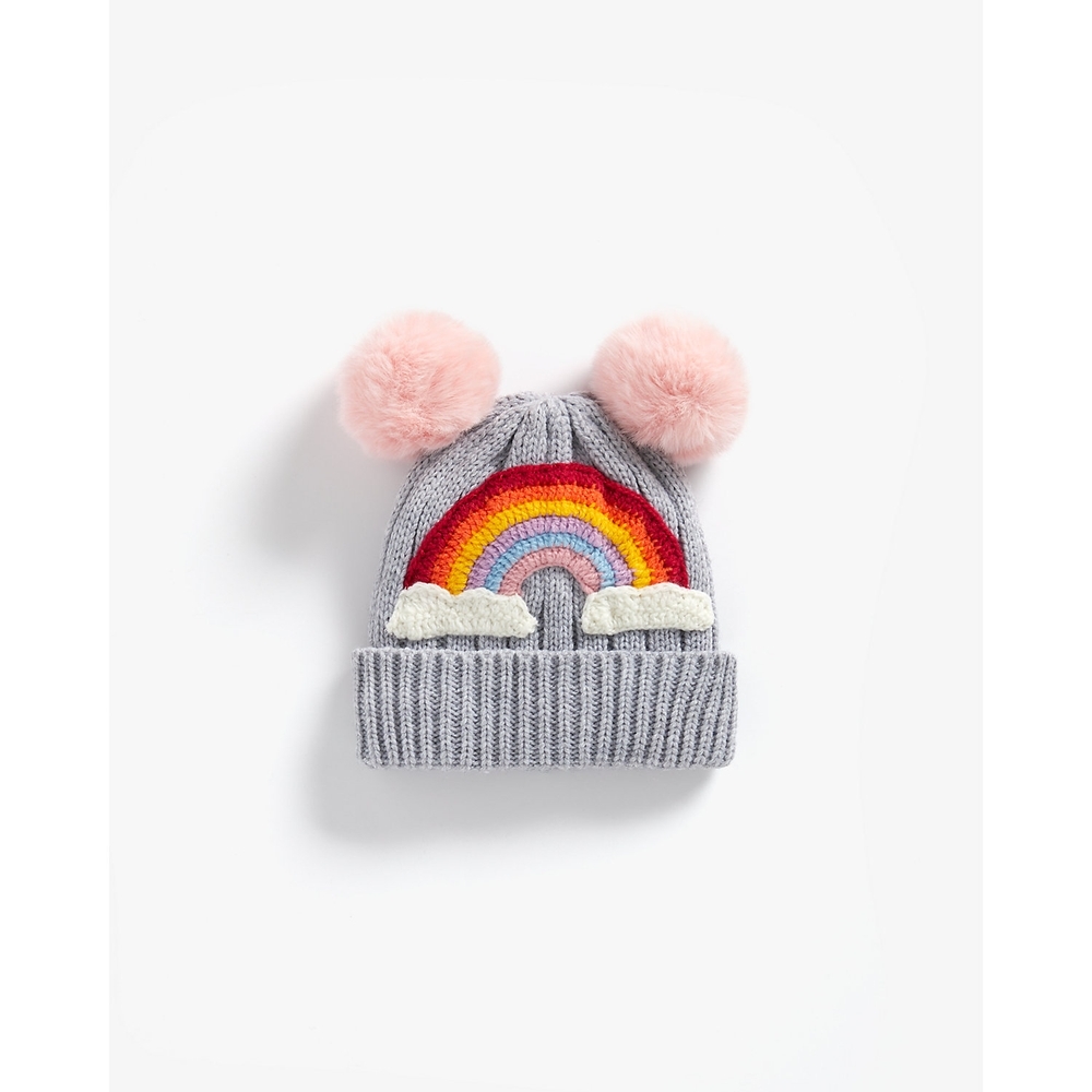 

Girls Beanie Rainbow Design - Grey