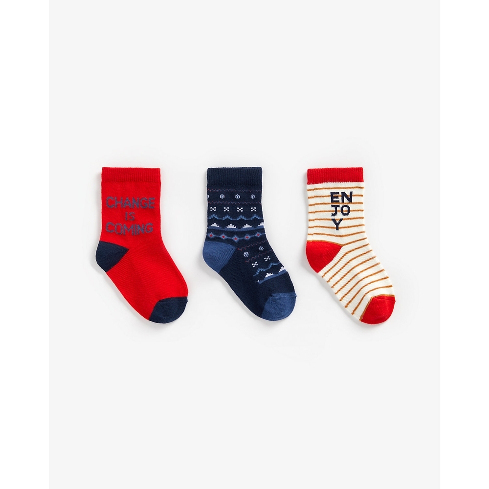 

Boys Socks Text Design - Pack Of 3 - Multicolor