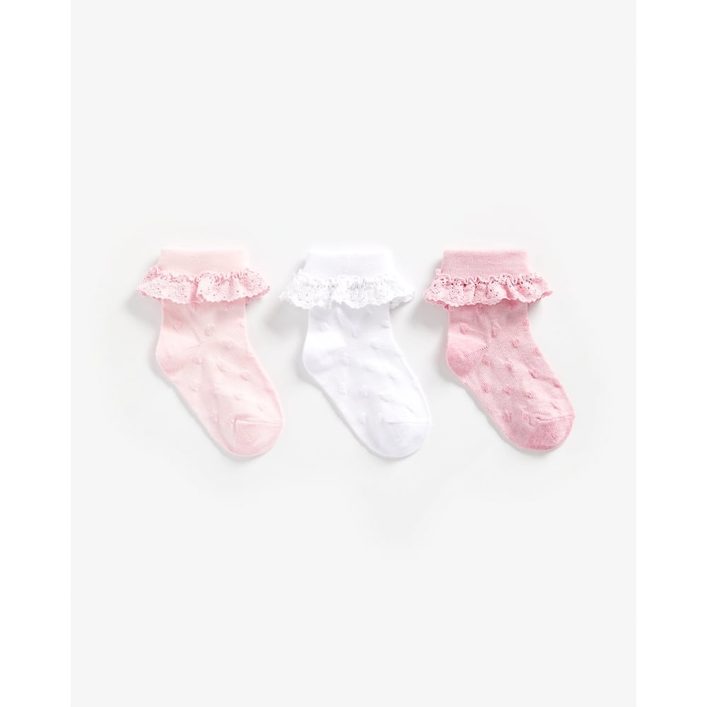 

Girls Socks Frill Details - Pack Of 3 - Pink