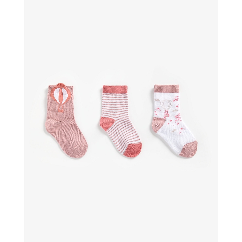 

Girls Socks Hot Air Balloon Design - Pack Of 3 - Pink