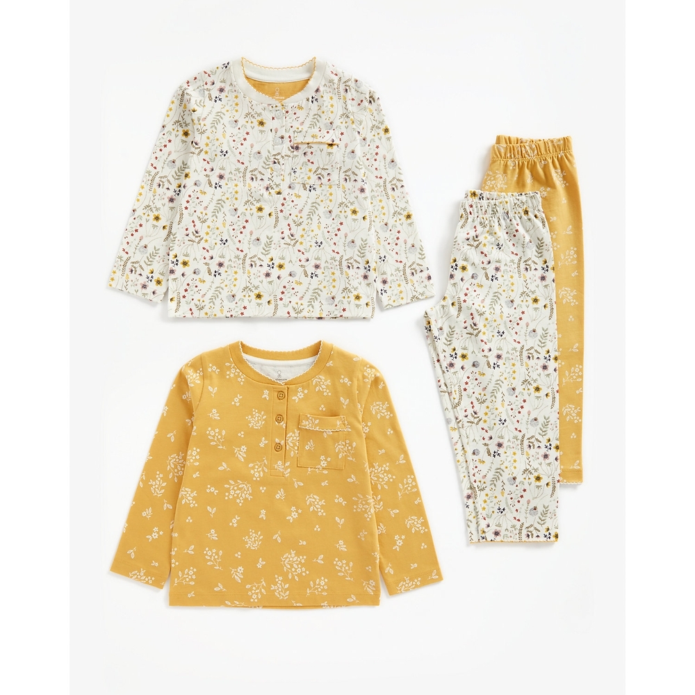

Girls Full Sleeves Pyjama Set Floral Print - Pack Of 2 - Multicolor