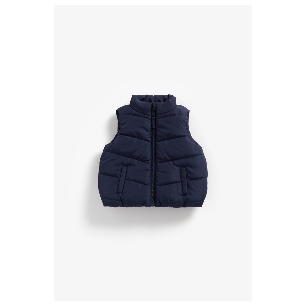 

Boys Sleeveless Quilted Jacket Fleece Lined - Navy