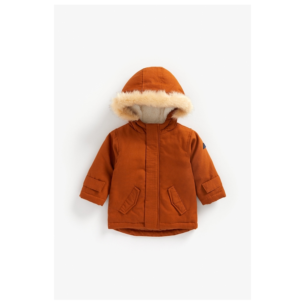 

Boys Full Sleeves Fleece Lined Jacket Hooded - Brown