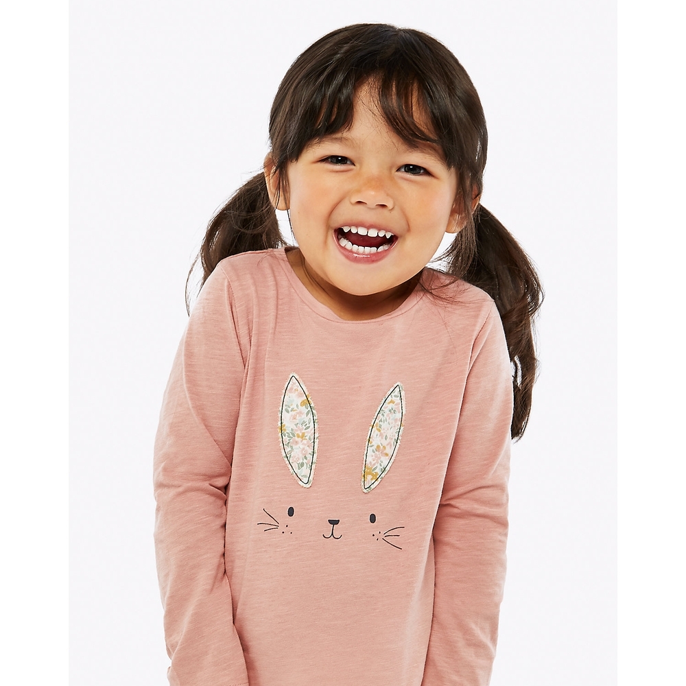 

Girls Full Sleeves T-Shirt Bunny Patchwork - Pink