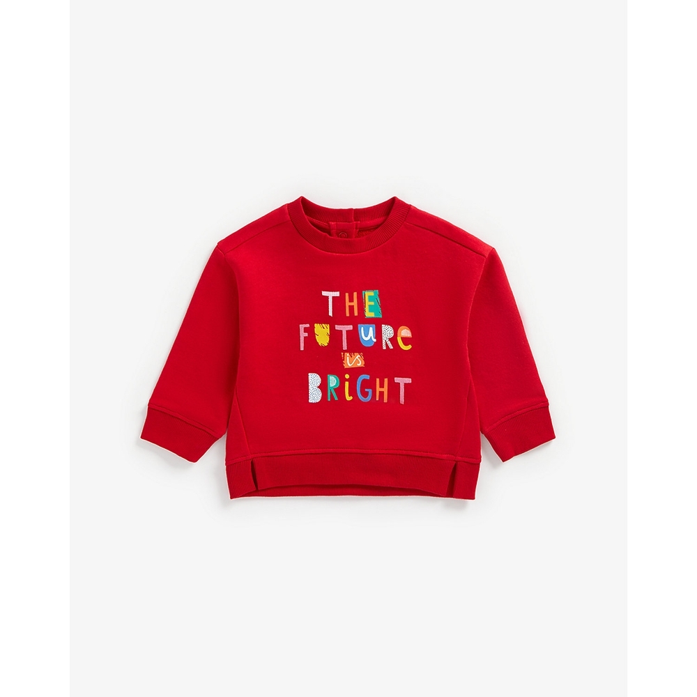 

Girls Full Sleeves Sweatshirt Slogan Print - Red