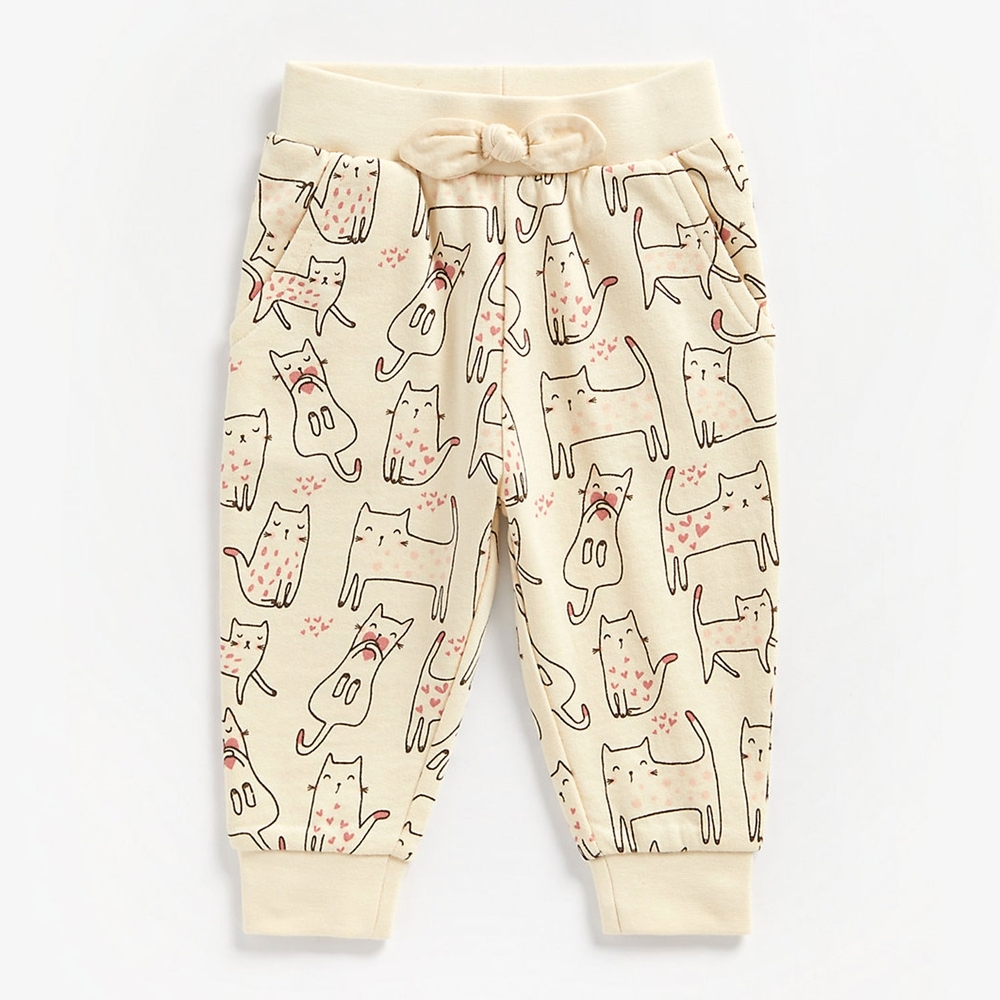 

Girls Joggers Cat Print - Beige
