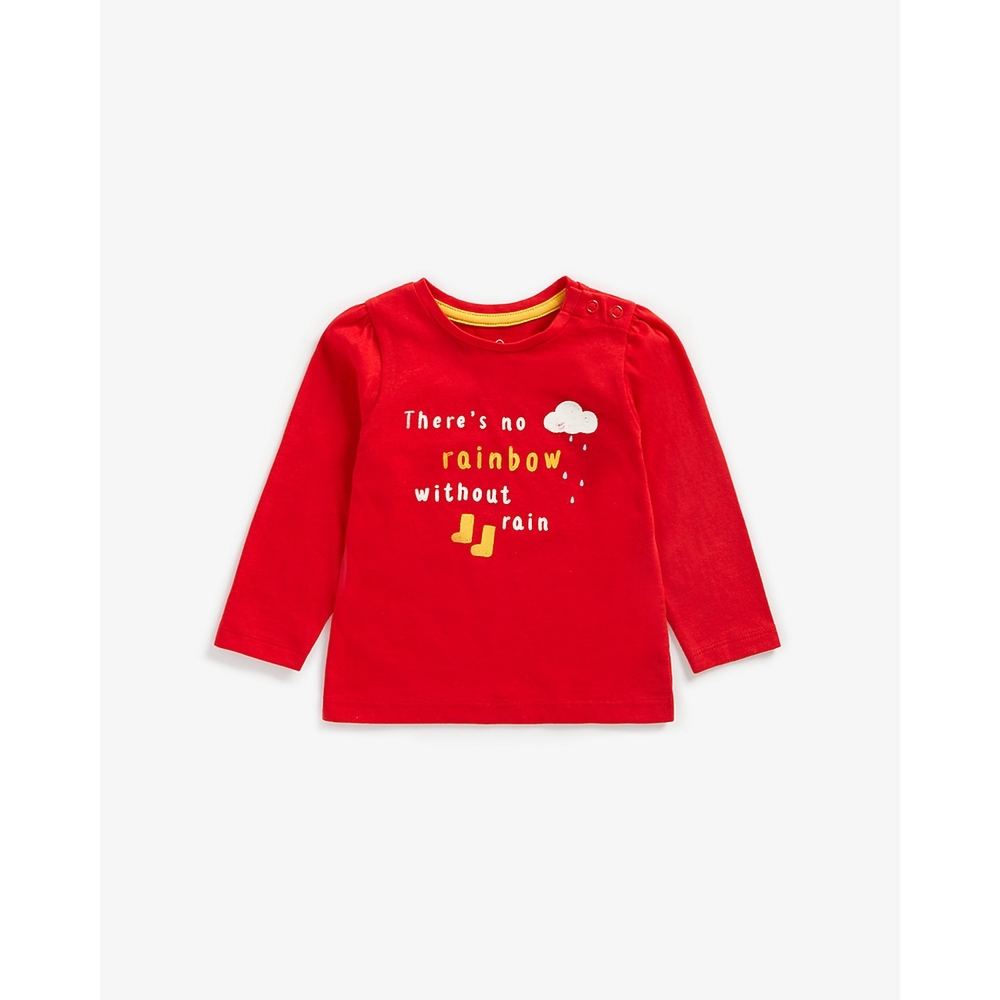 

Girls Full Sleeves T-Shirt Slogan Print - Red