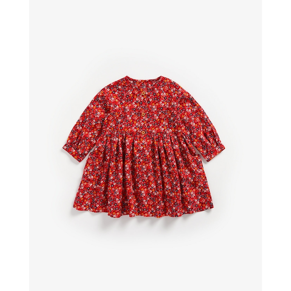 

Girls Full Sleeves Dress Floral Print - Red