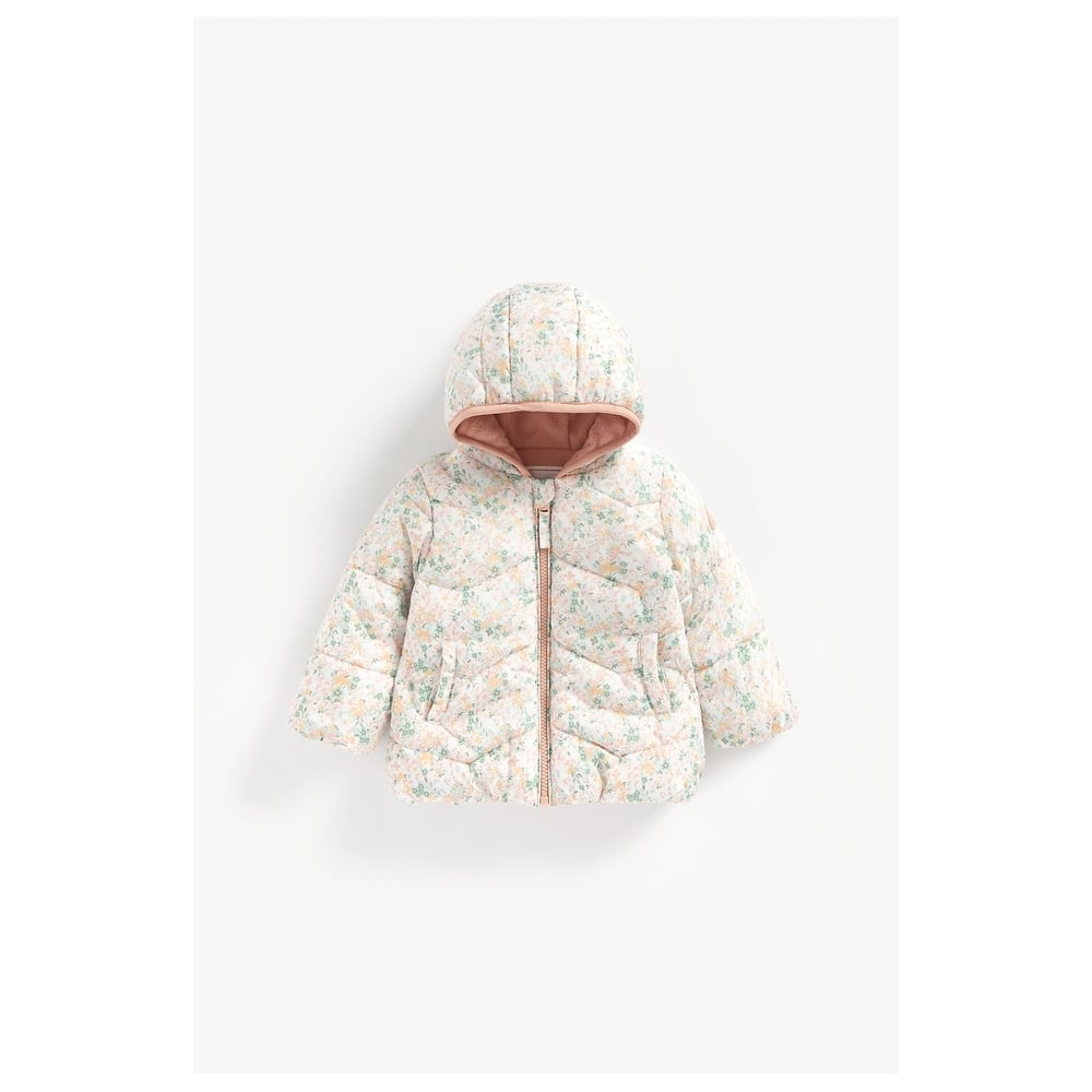 

Girls Full Sleeves Hooded Fleece Lined Jacket Floral Print - Multicolor