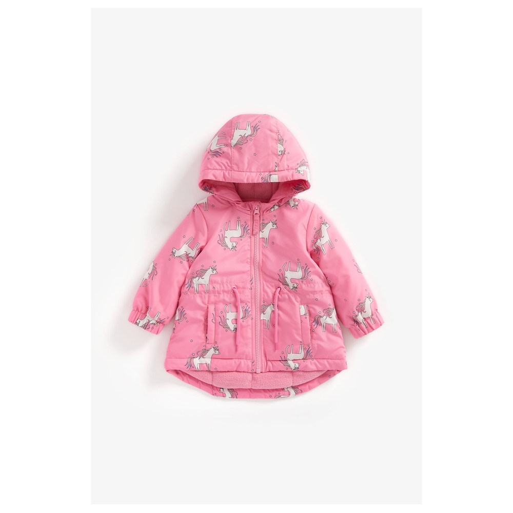 

Girls Full Sleeves Fleece Lined Jacket Unicorn Print - Pink