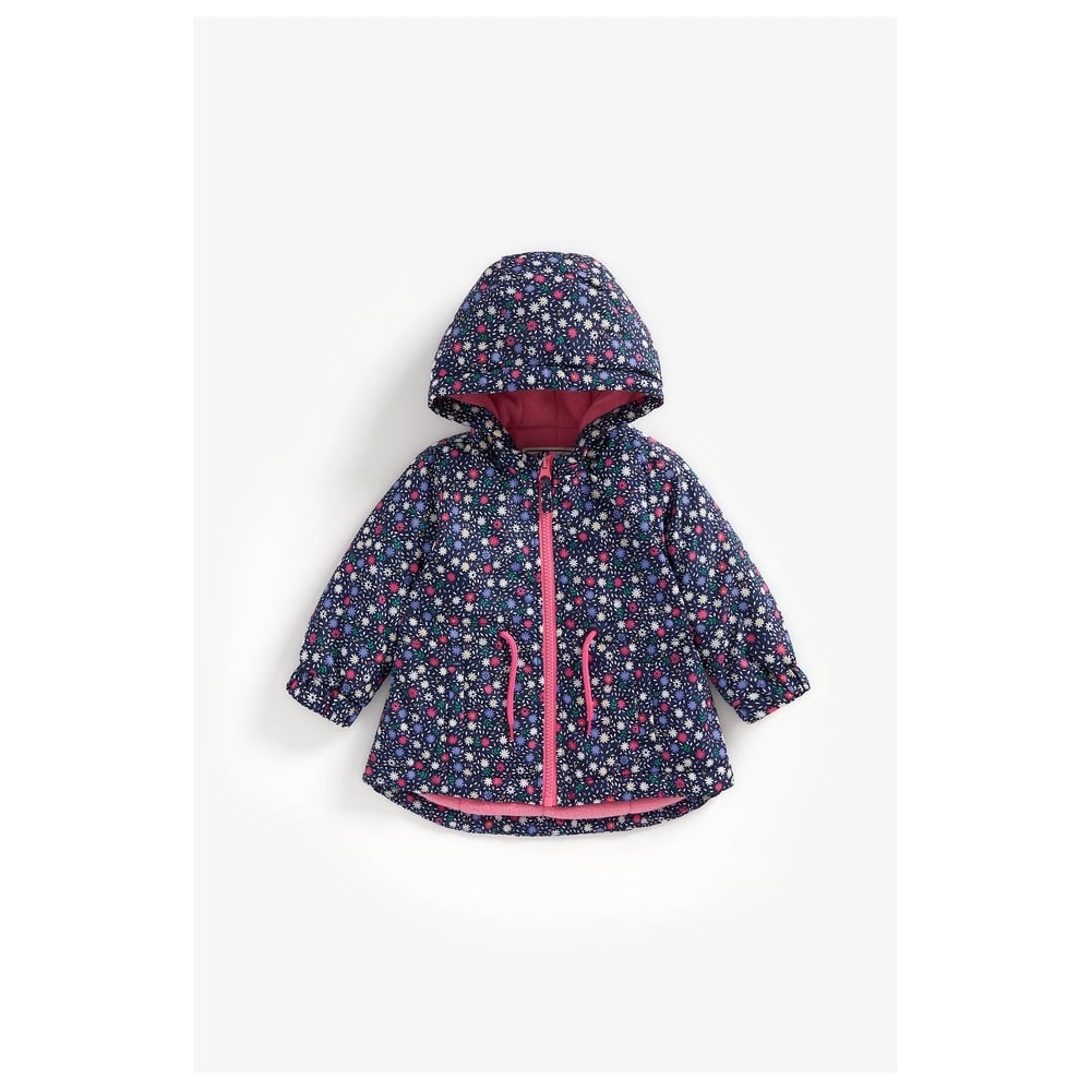 

Girls Full Sleeves Fleece Lined Jacket Flower Print - Navy
