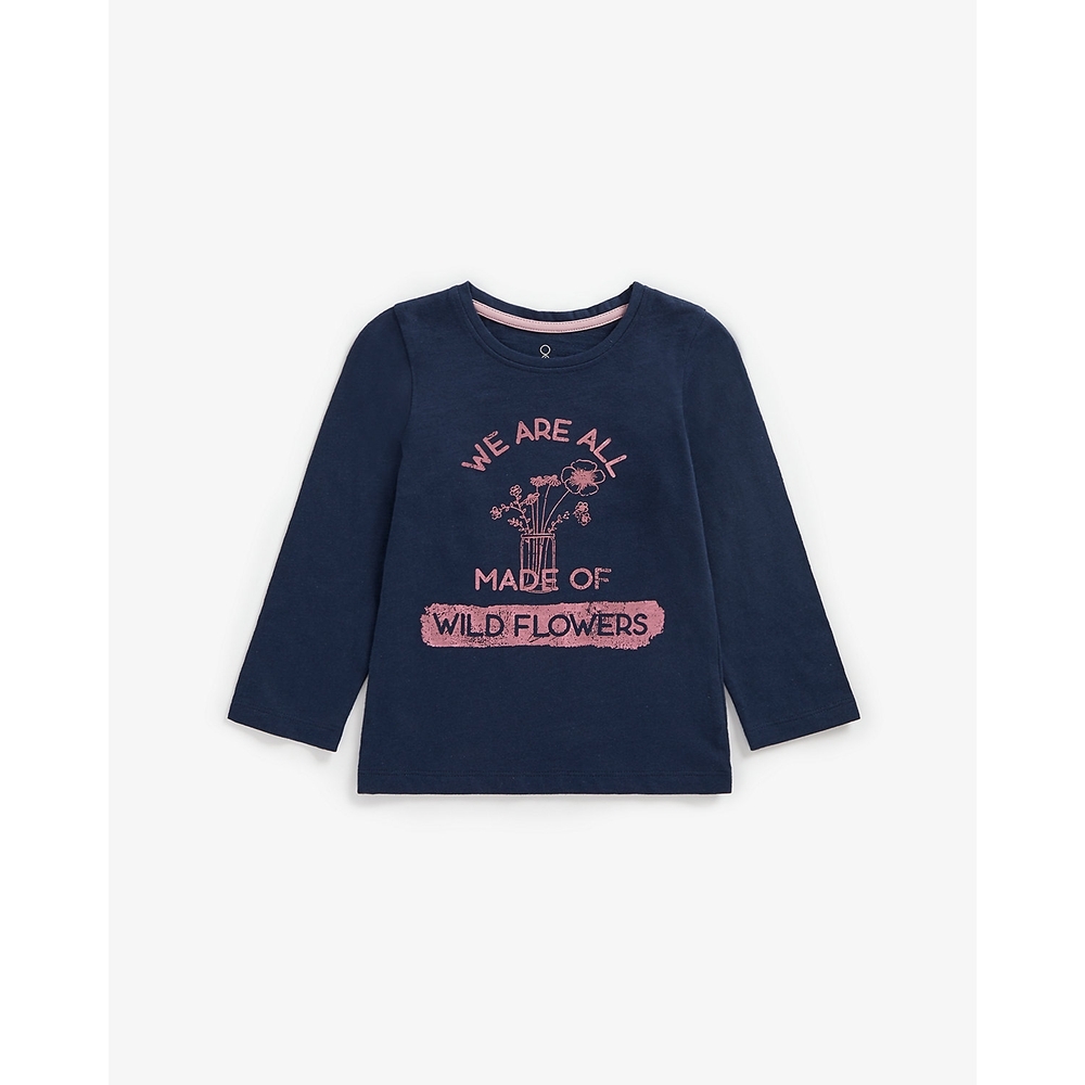 

Girls Full Sleeves T-Shirt Slogan Print - Navy