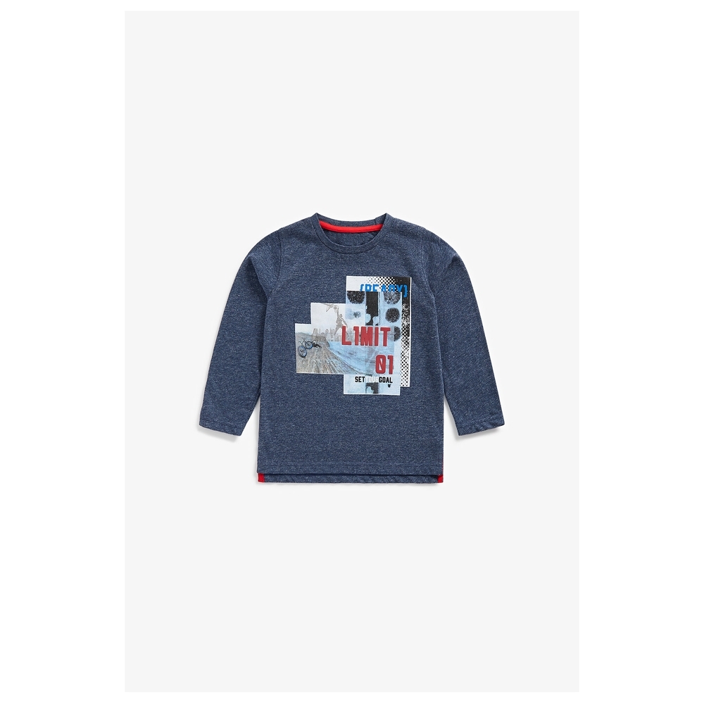 

Boys Full Sleeves T-Shirt Textured Print - Navy