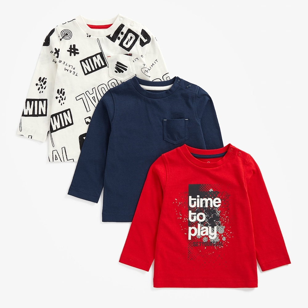 

Boys Full Sleeves T-Shirt Slogan Print - Pack Of 3 - Multicolor