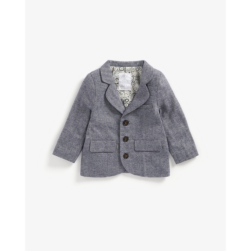 

Boys Full Sleeves Herringbone Blazer - Blue