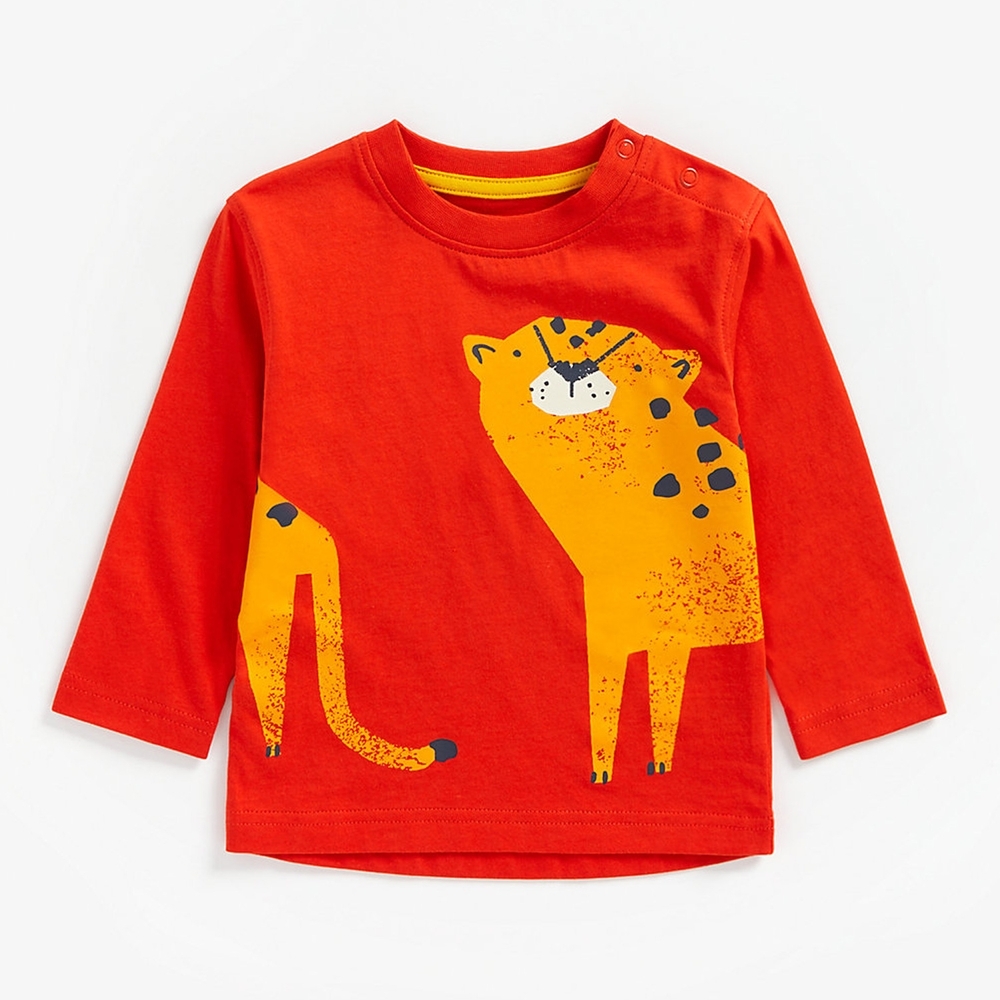 

Boys Full Sleeves T-Shirt Cheetah Print - Red