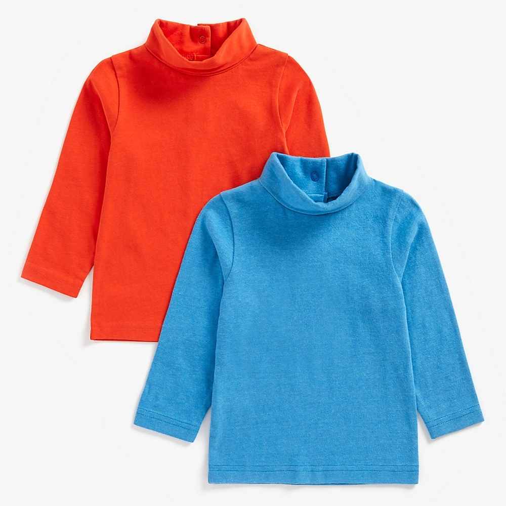 

Boys Full Sleeves Roll Neck Tops - Pack Of 2 - Multicolor