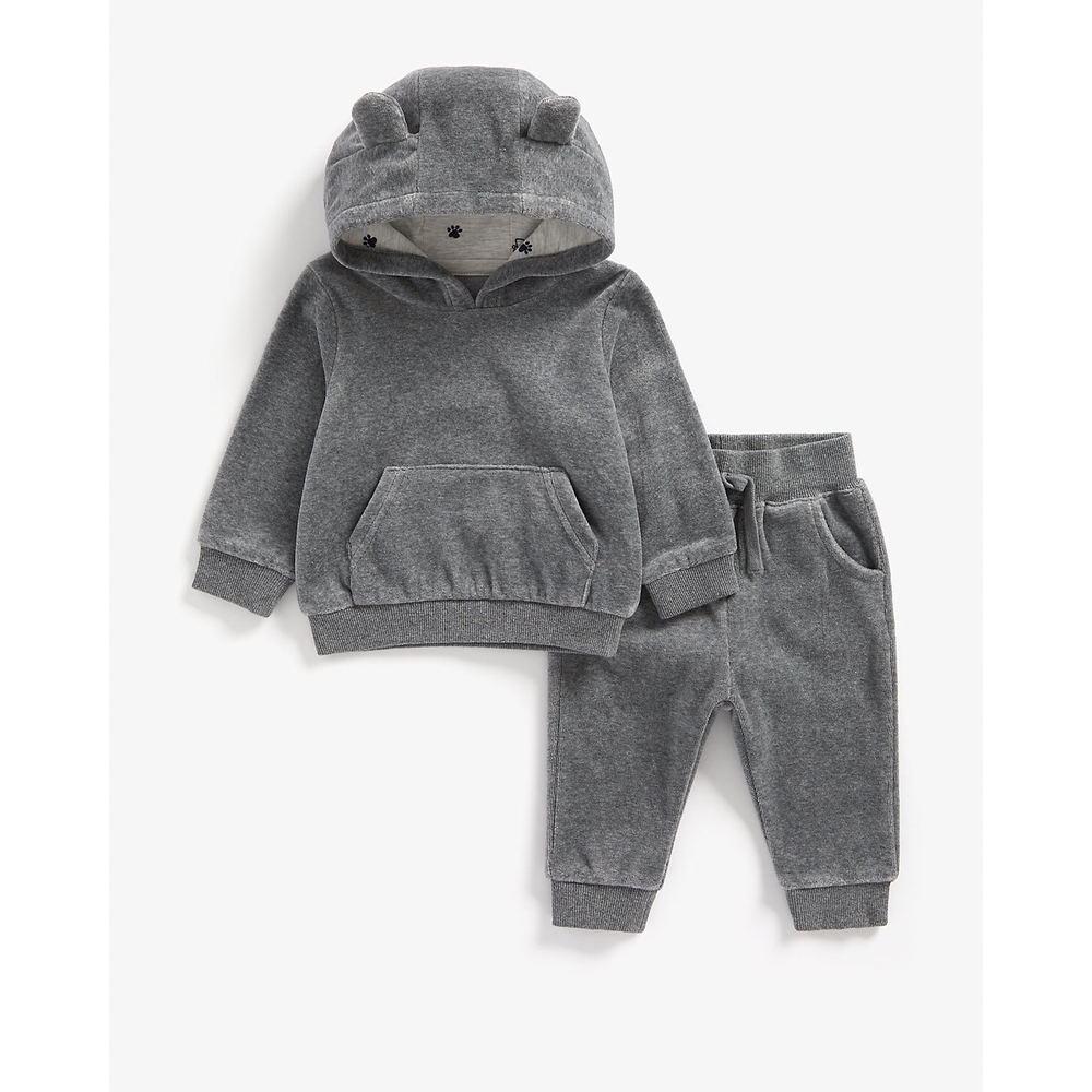

Boys Full Sleeves Velour Jog Set 3D Ear Details - Grey
