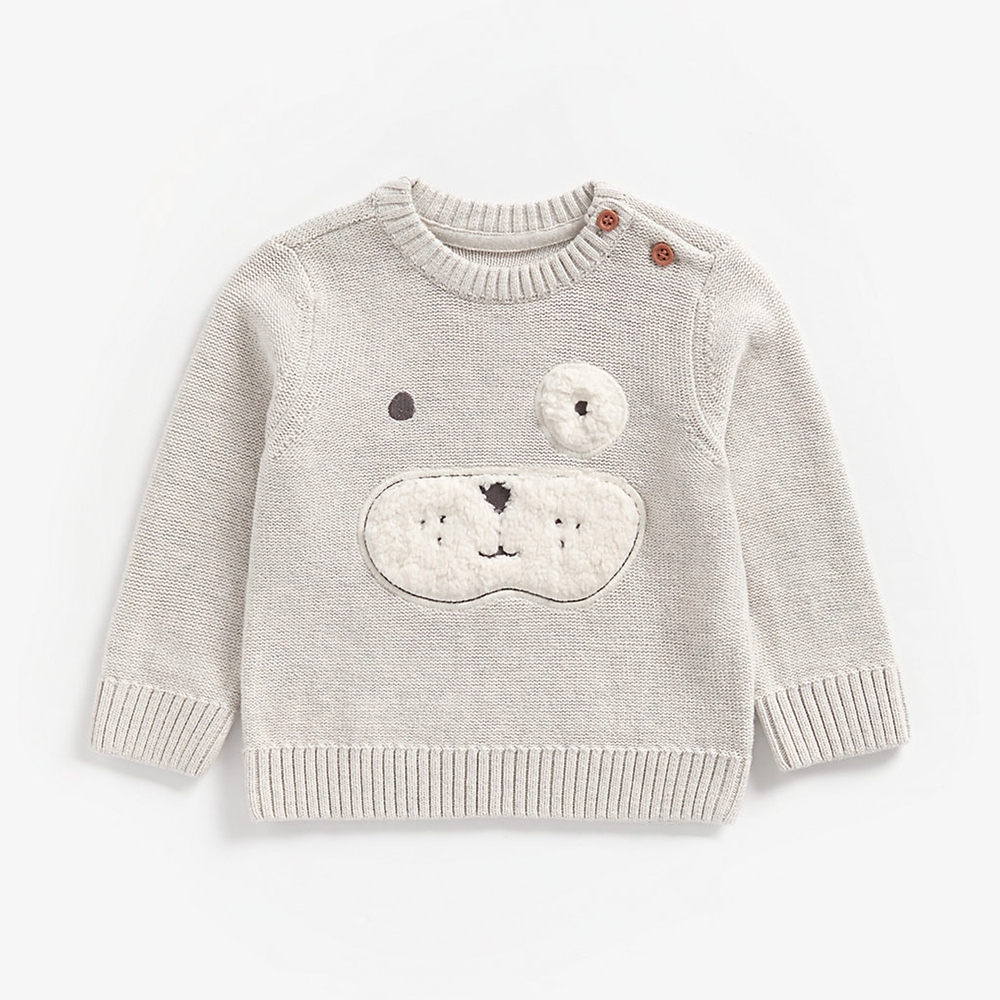 

Boys Full Sleeves Sweater Puppy Patchwork - Grey