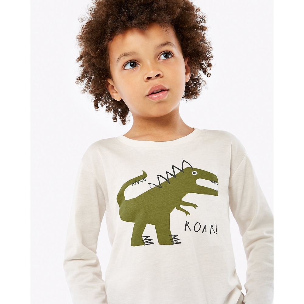 

Boys Full Sleeves T-Shirt Dino Print - White