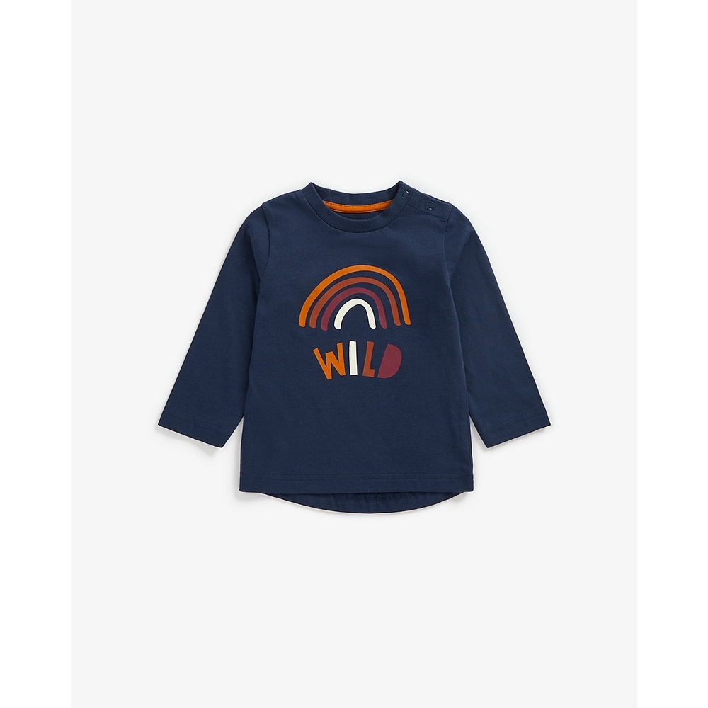 

Boys Full Sleeves T-Shirt Text Print - Navy