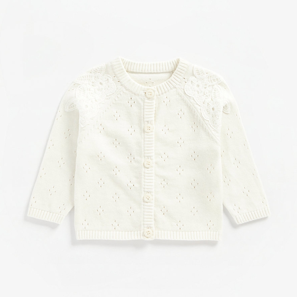 

Girls Full Sleeves Cardigan Lace Detail - Multicolor