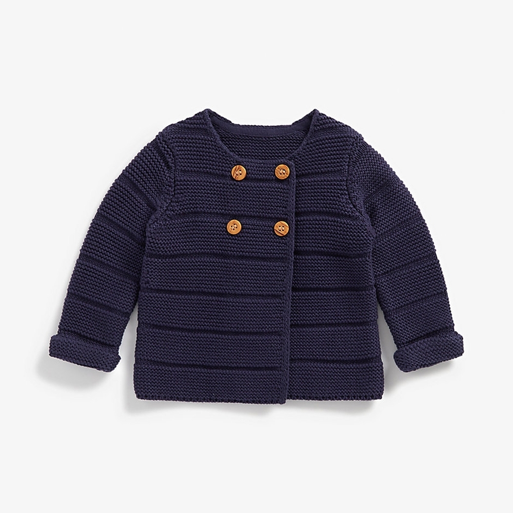 

Boys Full Sleeves Cardigan With Button Fastening - Navy