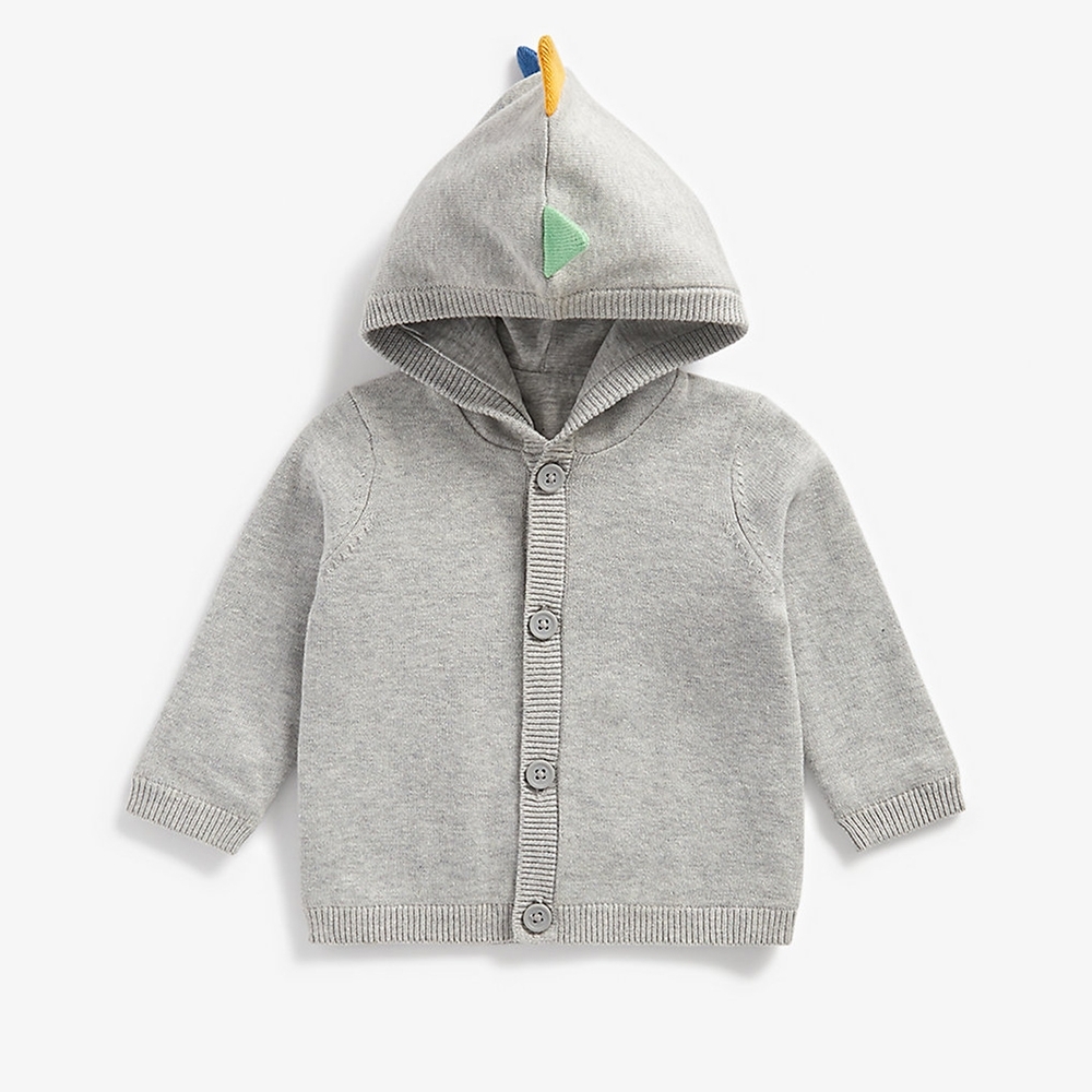 

Boys Full Sleeves Cardigan 3D Dino Spikes - Grey