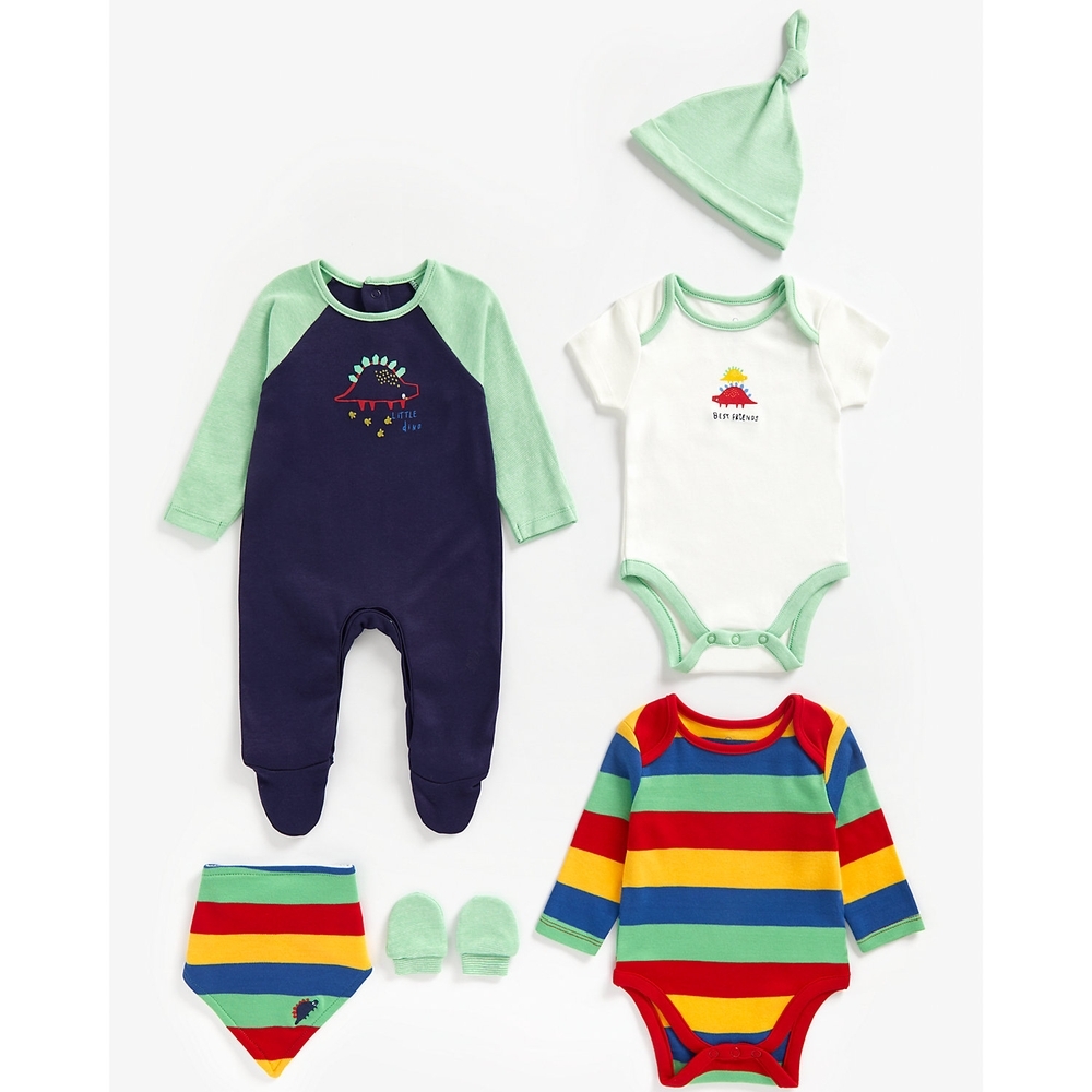 

Boys 6 Piece Set Striped And Dino Print - Multicolor