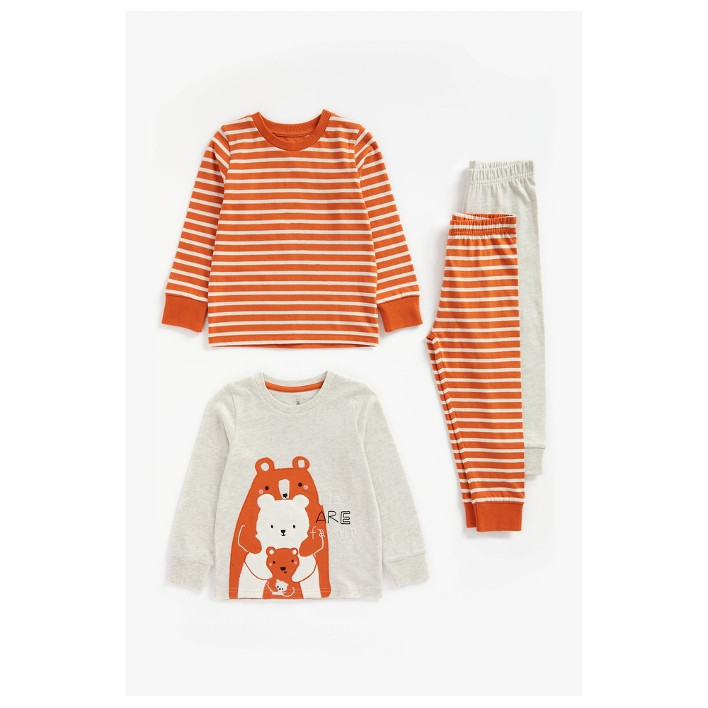 

Boys Full Sleeves Pyjama Set Bear Patchwork - Pack Of 2 - Multicolor