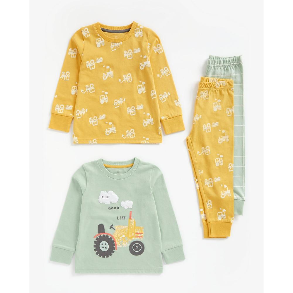 

Boys Full Sleeves Pyjama Set Tractor Embroidery - Pack Of 2 - Multicolor