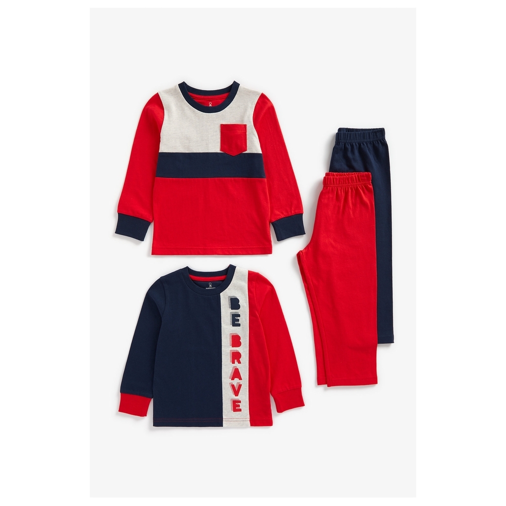 

Boys Full Sleeves Pyjama Set Text Print - Pack Of 2 - Multicolor