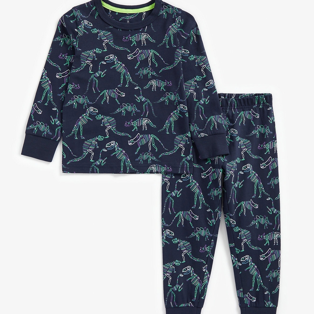 

Boys Full Sleeves Pyjama Set Dino Print - Navy