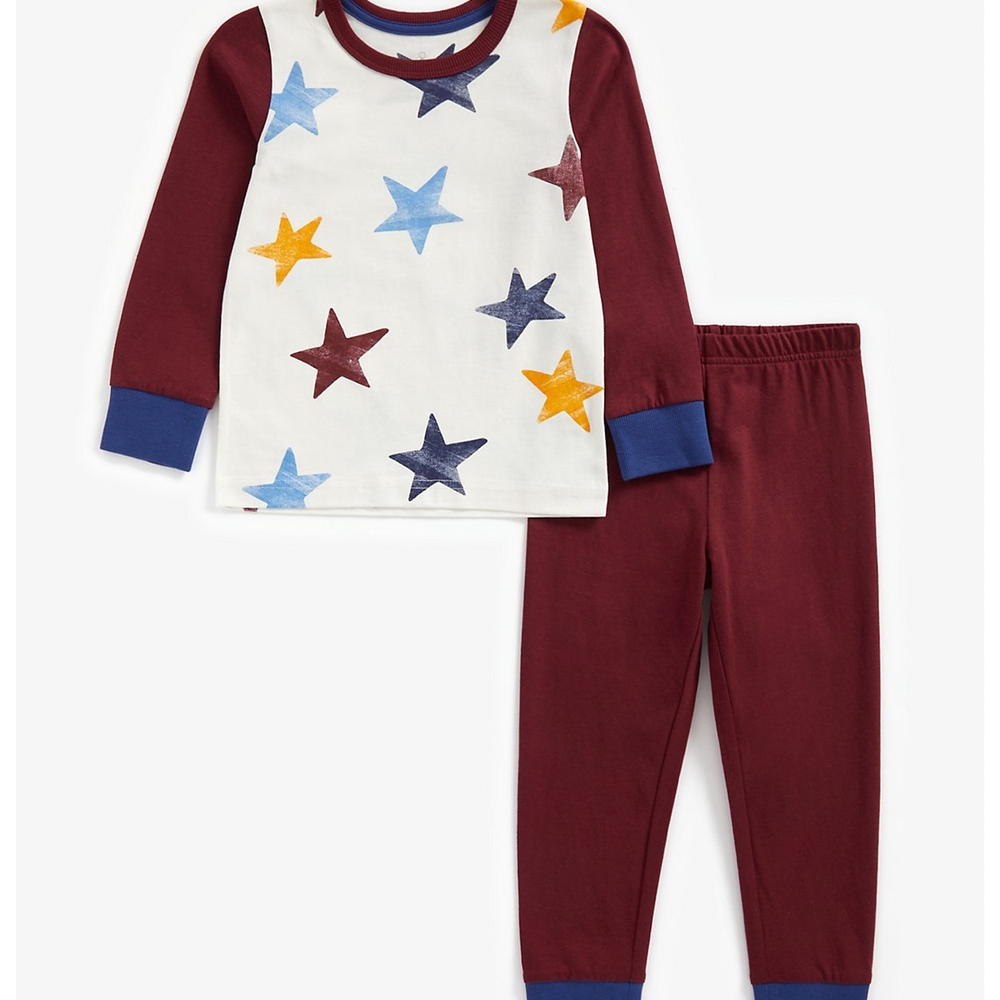 

Boys Full Sleeves Pyjama Set Star Print - Burgundy