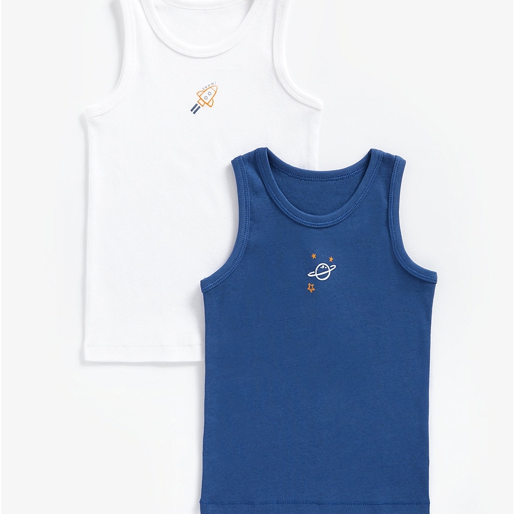 

Boys Sleeveless Vest Space Print - Pack Of 2 - Multicolor