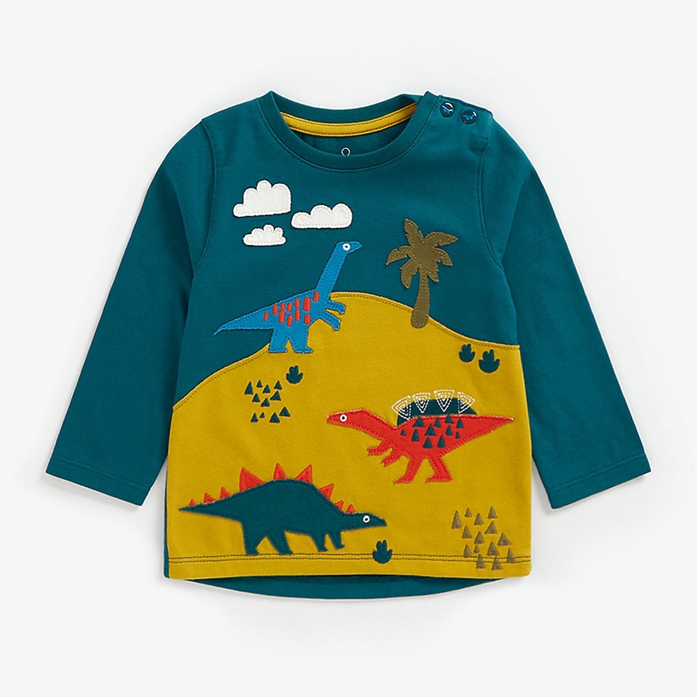 

Boys Full Sleeves T-Shirt Dino Patchwork - Teal