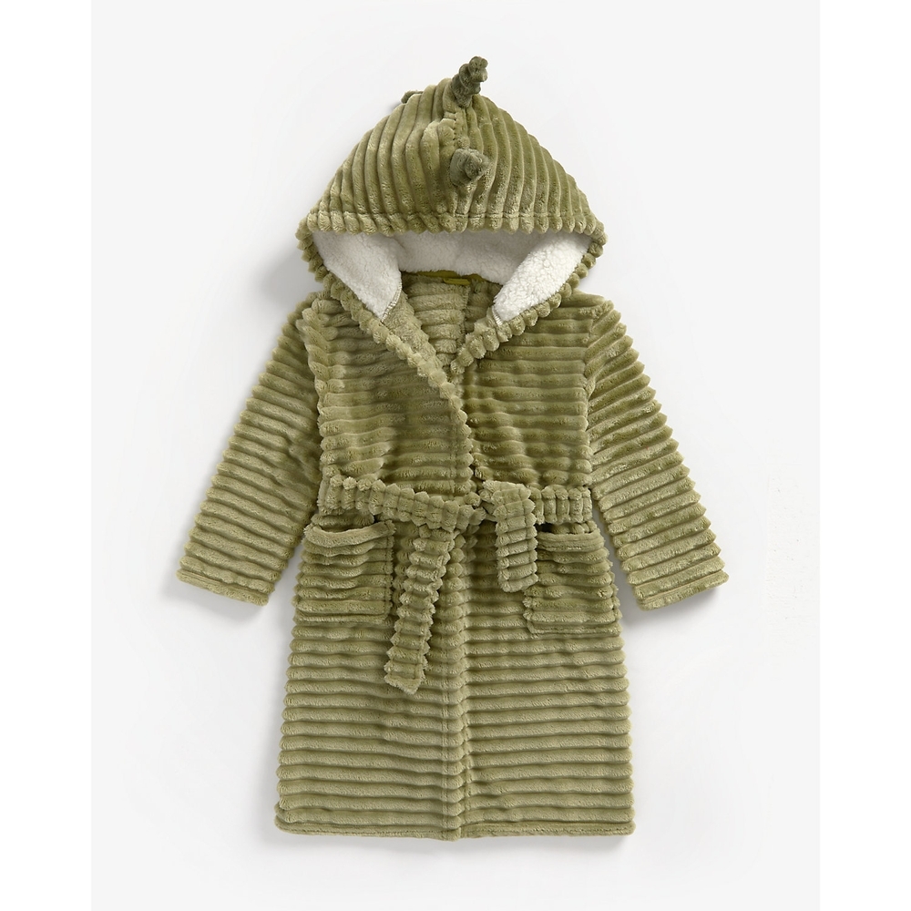 

Boys Full Sleeves Velour Robe 3D Dino Spikes - Khaki