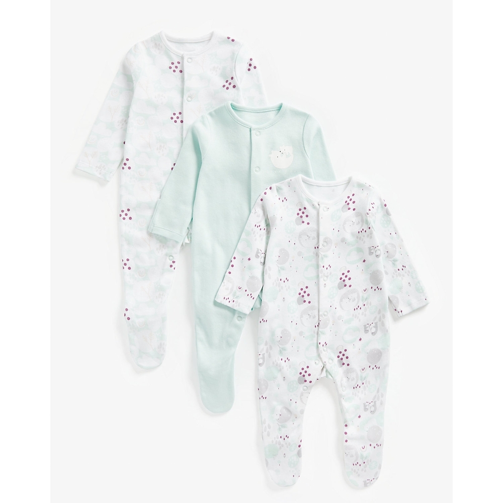 

Unisex Full Sleeves Sleepsuits -Pack of 3-Multicolor