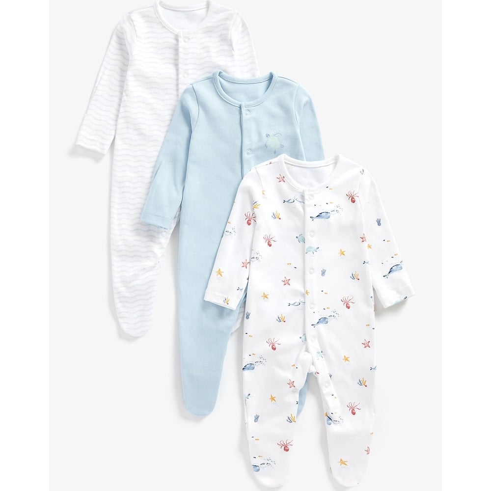 

Boys Full Sleeves Sleepsuits -Pack of 3-Multicolor