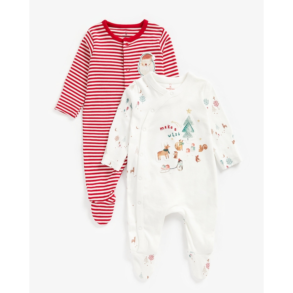 

Unisex Full Sleeves Sleepsuits -Pack of 2-Multicolor