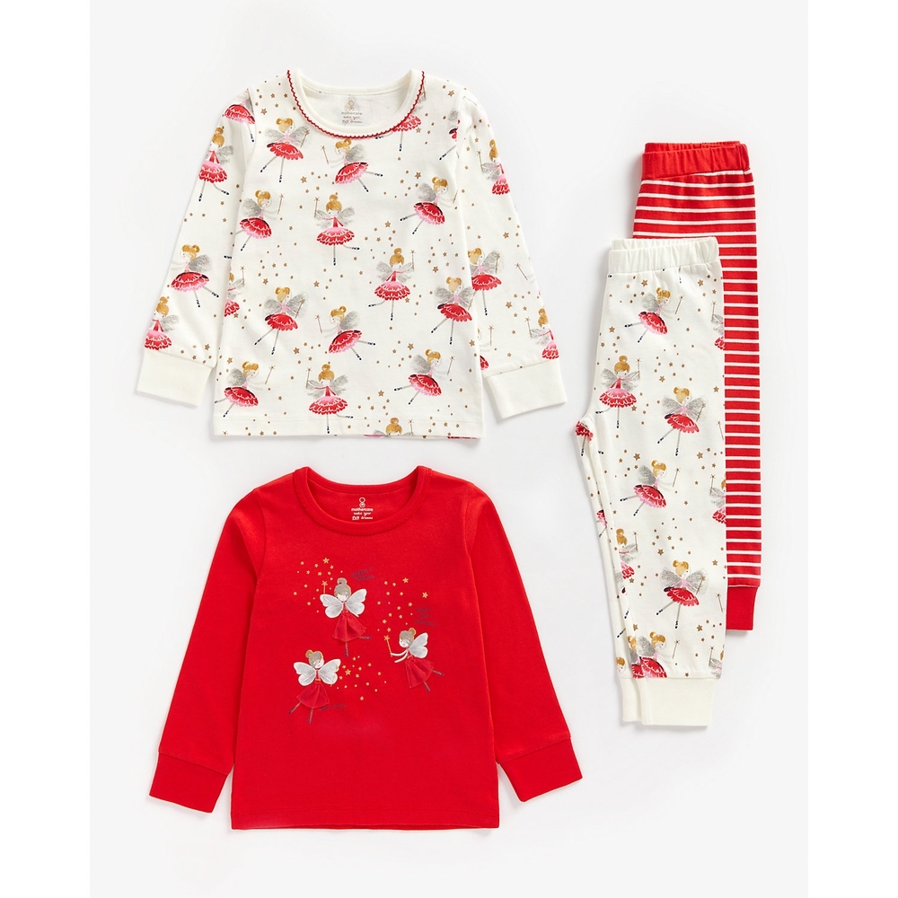

Girls Full Sleeves Pyjama Set Fairy Print - Pack Of 2 - Multicolor