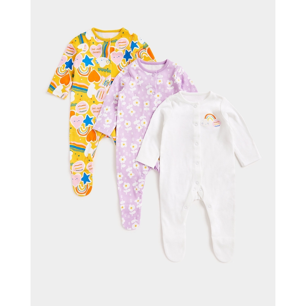 

Girls Full Sleeves Sleepsuits Front Open -Multicolor