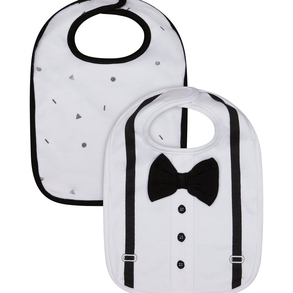 

Mothercare boys bow tie bibs black&amp white pack of 2