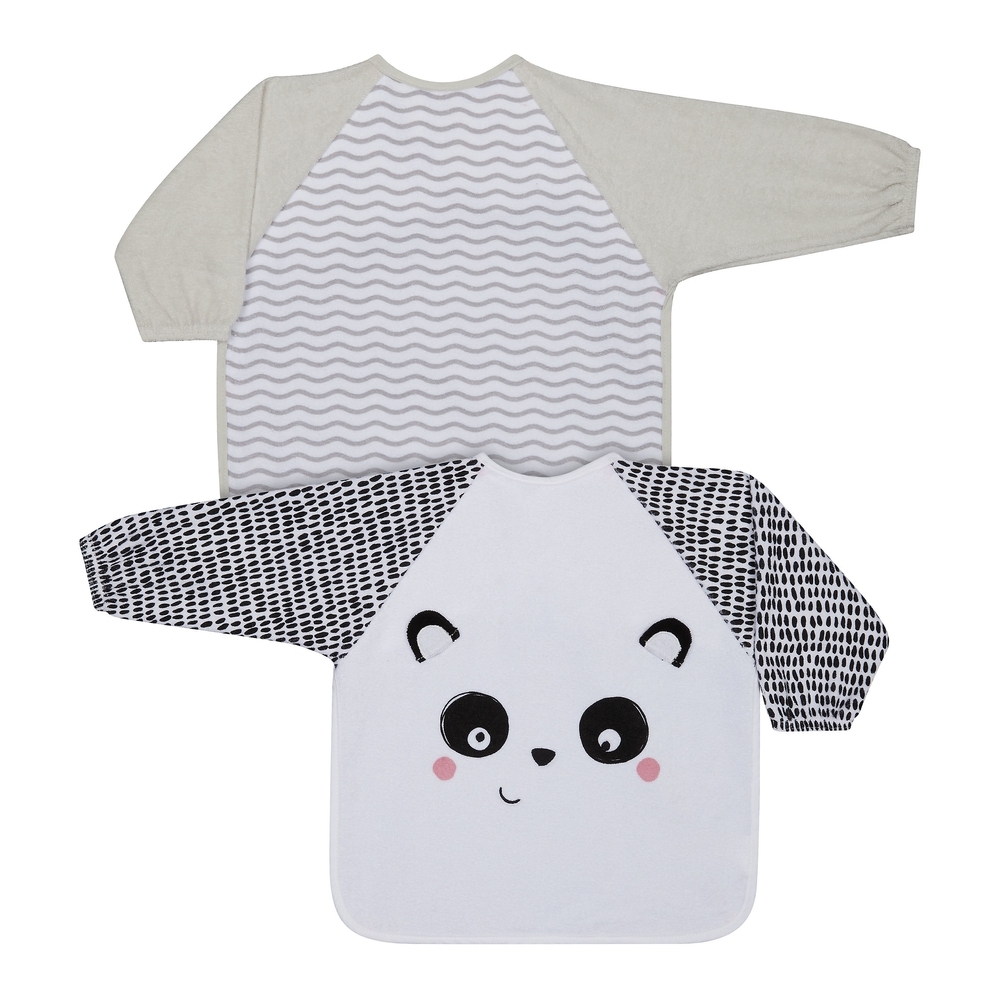 

Mothercare panda toddler towelling coverall black&amp white pack of 2