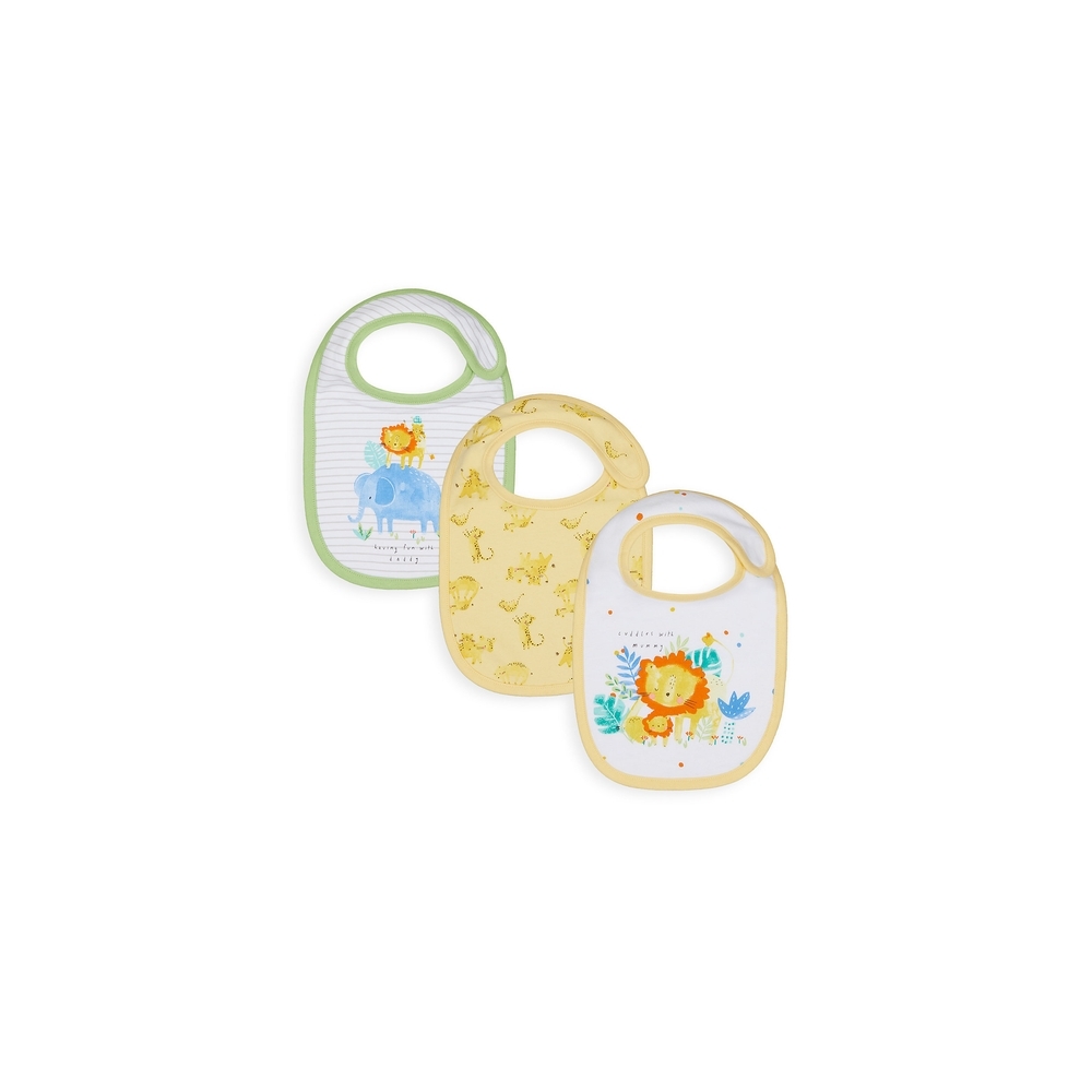 

Mothercare sleepy safari newborn bibs multicolor pack of 3