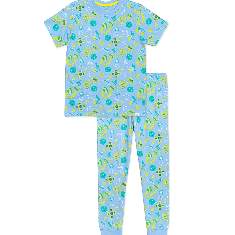 

h by hamleys boys game over pyjama long set- multi colour pack of 2