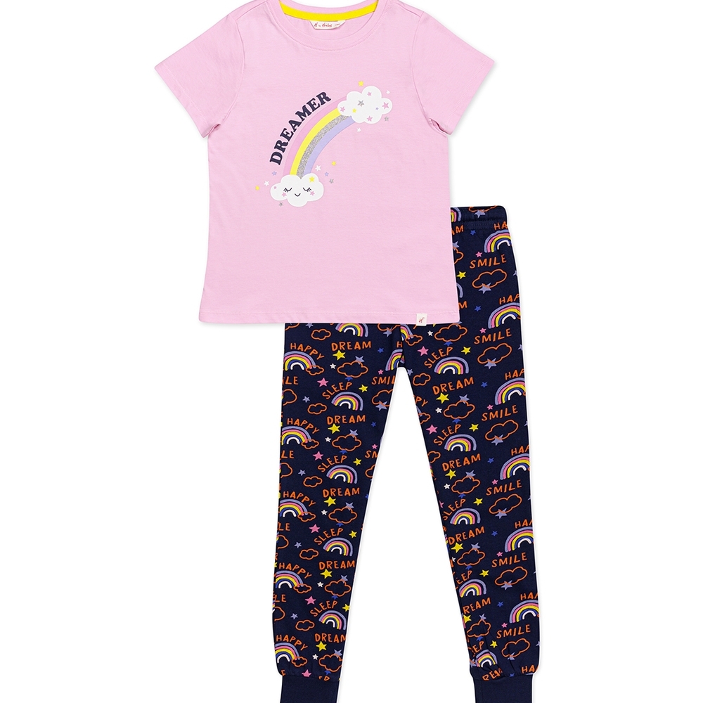 

h by hamleys girls pyjama long set- multi colour
