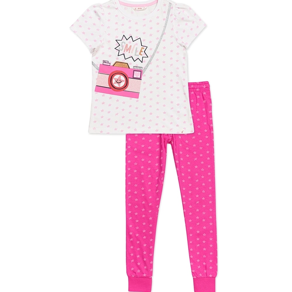 

h by hamleys girls pyjama long set- multi colour