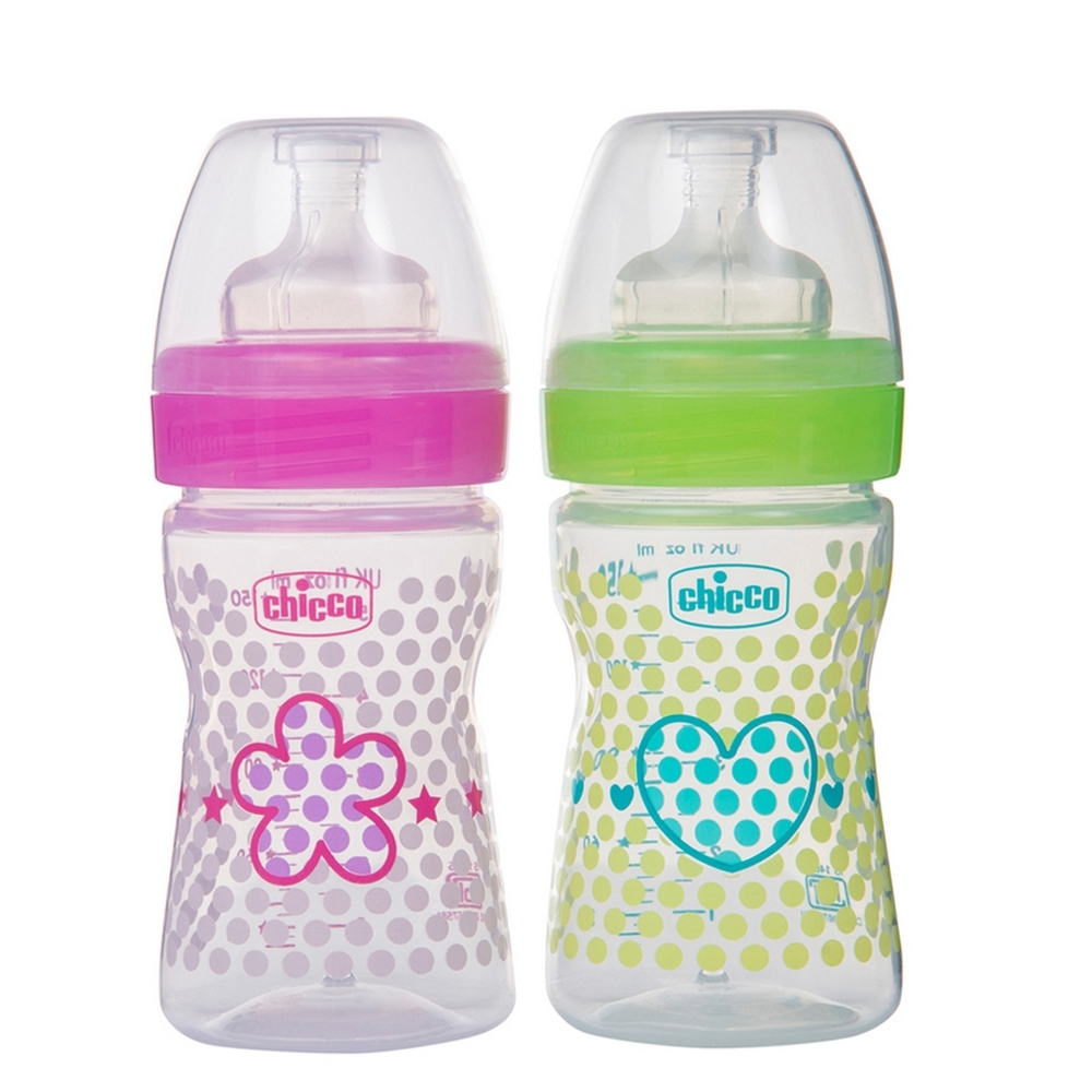 

Chicco flowerheart baby feeding bottle pink pack of 2 150ml